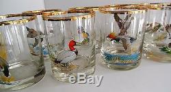 Vintage NED SMITH Waterfowl Ducks Double Old Fashioned Glasses Orvis Set of 8