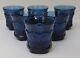 Vintage Noritake Spotlight Blue Double Old Fashioned Glasses 3 7/8 Tall, 6
