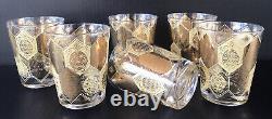 Vintage Pineapple Double Old Fashioned Tumblers 22k Gold 6 Cocktail Glasses MCM