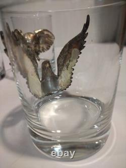 Vintage Set Of 5 Arthur Court Pewter Safari Animal Double Old Fashioned Glasses
