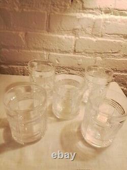 Vintage Set Of 5 Ralph Lauren Glen Plaid Double Old Fashioned Whiskey Glasses