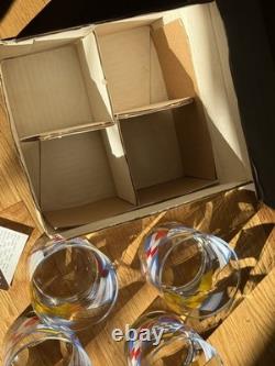 Vintage Set of (4) Double Old-Fashioned 14 oz Georges Briard Signal Flag Glasses