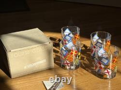 Vintage Set of (4) Double Old-Fashioned 14 oz Georges Briard Signal Flag Glasses