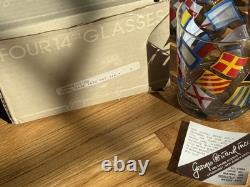 Vintage Set of (4) Double Old-Fashioned 14 oz Georges Briard Signal Flag Glasses