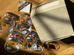Vintage Set of (4) Double Old-Fashioned 14 oz Georges Briard Signal Flag Glasses