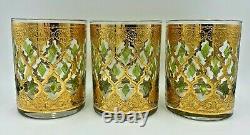 Vintage Set of 6 Culver Valencia 22k Gold Double Old Fashioned Cocktail Glasses