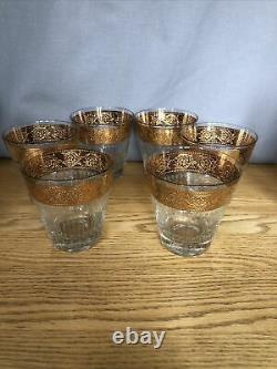 Vtg 6 Culver Tyrol 22K Gold Double Old Fashioned Glasses Gorgeous Rare