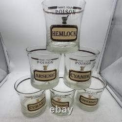 Vtg Cera Name Your Poison Double Old Fashioned Glasses (6) Mid Century Modern