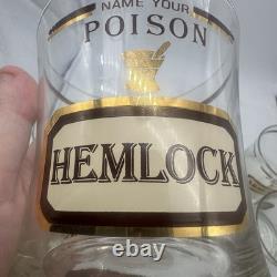 Vtg Cera Name Your Poison Double Old Fashioned Glasses (6) Mid Century Modern