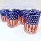 Vtg Culver Set of 8 Stars & Stripes Double Old Fashioned Frosted Glasses Scarce