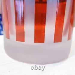 Vtg Culver Set of 8 Stars & Stripes Double Old Fashioned Frosted Glasses Scarce