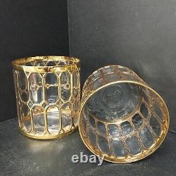Vtg Imperial Glass HTF Spanish Windows / Shoji Rocks Double Old Fashioned Pr EX