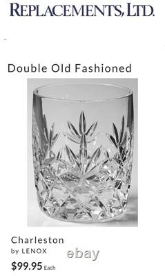 Vtg Lenox Crystal Charleston Double Old Fashioned Rock Whiskey Glasses USA 8 Pcs