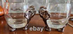Vtg Lot 2 x Arthur Court Safari Elephant Double Old-Fashioned Roly-Poly Glasses