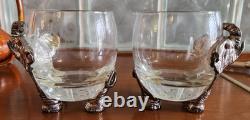 Vtg Lot 2 x Arthur Court Safari Elephant Double Old-Fashioned Roly-Poly Glasses
