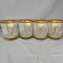 Vtg MCM Cera Tennis LOVE Glasses Lowball Rocks Glasses Pop Art Set of 4 Signed