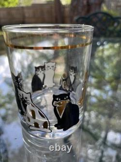 Vtg MCM Culver Cats Double Old Fashioned Glasses Set of 4 22k Gold trim