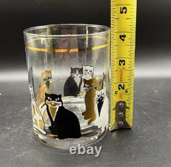 Vtg MCM Culver Cats Double Old Fashioned Glasses Set of 4 22k Gold trim