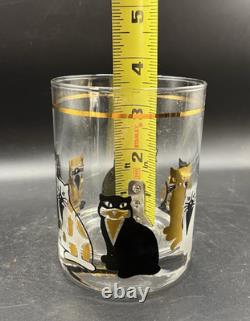Vtg MCM Culver Cats Double Old Fashioned Glasses Set of 4 22k Gold trim