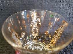 Vtg MCM Culver Mardi Gras Jester Jewel Jester Double Old Fashioned Glass