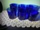 Vtg Pilgrim Glass Adams Cobalt Blue (6) Double Old Fashioned Glasses, 4 Barware