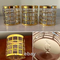 Vtg Set 3 Imperial Glass TORIL De ORO Gold Lowball/Double Old-Fashioned Tumblers