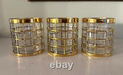 Vtg Set 3 Imperial Glass TORIL De ORO Gold Lowball/Double Old-Fashioned Tumblers