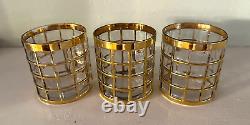 Vtg Set 3 Imperial Glass TORIL De ORO Gold Lowball/Double Old-Fashioned Tumblers