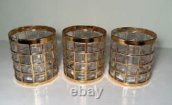 Vtg Set 3 Imperial Glass TORIL De ORO Gold Lowball/Double Old-Fashioned Tumblers
