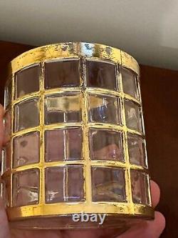Vtg Set 3 Imperial Glass TORIL De ORO Gold Lowball/Double Old-Fashioned Tumblers