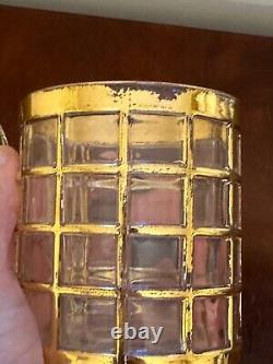 Vtg Set 3 Imperial Glass TORIL De ORO Gold Lowball/Double Old-Fashioned Tumblers