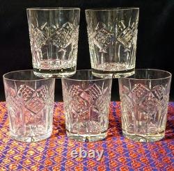 Vtg. Set 5 Waterford Crystal GRAINNE Double Old Fashioned Glass Tumblers Ireland