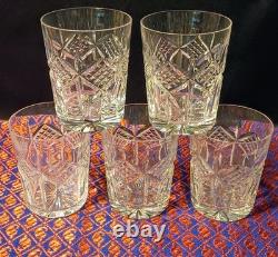 Vtg. Set 5 Waterford Crystal GRAINNE Double Old Fashioned Glass Tumblers Ireland