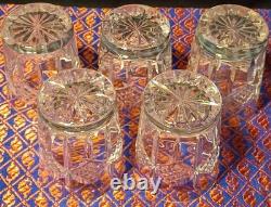 Vtg. Set 5 Waterford Crystal GRAINNE Double Old Fashioned Glass Tumblers Ireland