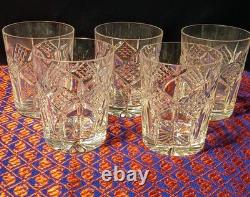 Vtg. Set 5 Waterford Crystal GRAINNE Double Old Fashioned Glass Tumblers Ireland