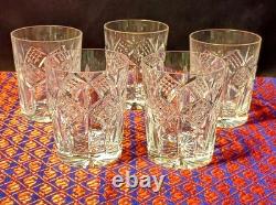 Vtg. Set 5 Waterford Crystal GRAINNE Double Old Fashioned Glass Tumblers Ireland
