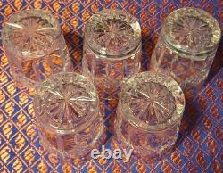 Vtg. Set 5 Waterford Crystal GRAINNE Double Old Fashioned Glass Tumblers Ireland