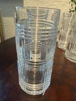 Vtg Set 8 Ralph Lauren Glen Plaid Crystal Highball Tumblers Double Old Fashioned