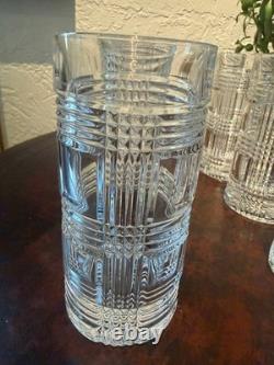 Vtg Set 8 Ralph Lauren Glen Plaid Crystal Highball Tumblers Double Old Fashioned