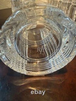 Vtg Set 8 Ralph Lauren Glen Plaid Crystal Highball Tumblers Double Old Fashioned