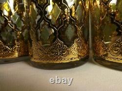 Vtg Set of 6 CULVER Valencia 22k Gold Double Old Fashioned Cocktail Glasses