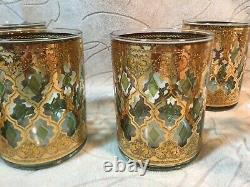 Vtg Set of 6 Culver Valencia 22k Gold Double Old Fashioned Cocktail Glasses