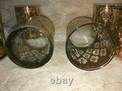 Vtg Set of 6 Culver Valencia 22k Gold Double Old Fashioned Cocktail Glasses