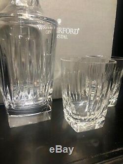 WATERFORD CRYSTAL CLARION DECANTER with 2 DOUBLE OLD FASHIONED GLASSES IN BOX