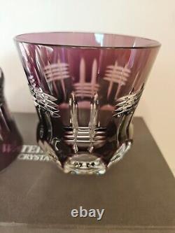 WATERFORD CRYSTAL SIMPLY LILAC DOF Double Old Fashioned GLASSES Pair with BOX