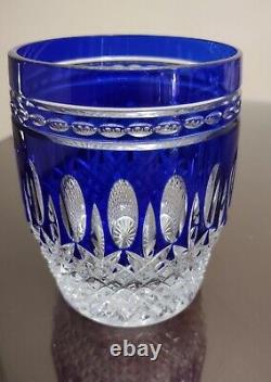 WATERFORD Clarendon 4 COBALT BLUE Double Old Fashioned Glasses Tumbler Set (2)