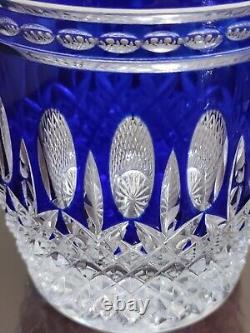 WATERFORD Clarendon 4 COBALT BLUE Double Old Fashioned Glasses Tumbler Set (2)