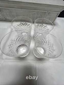 WATERFORD Crystal ALANA Ireland Double Old Fashioned Glasses 4 3/8 Set/4 READ