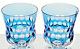 WATERFORD Crystal SIMPLY PASTEL Blue DOUBLE OLD FASHIONED Glasses PAIR NEW SET/2