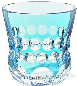 WATERFORD Crystal SIMPLY PASTEL Blue DOUBLE OLD FASHIONED Glasses PAIR NEW SET/2